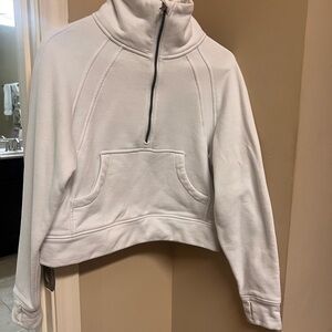 Women's White Half-Zip Pullover Top